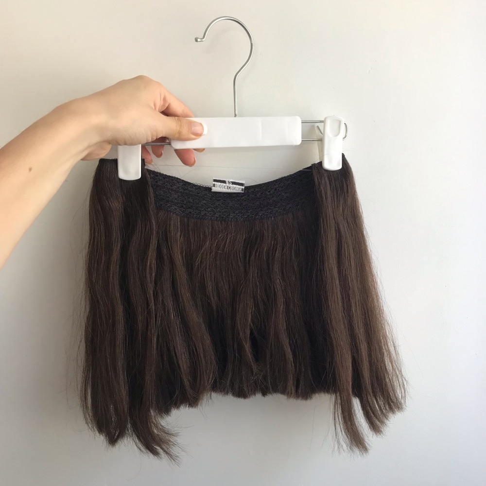 Hidden crown halo hair extensions